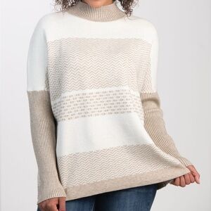 NWT MARBELLA Women's Beige and White Sweater